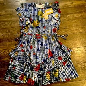 New with Tags - PEARL Periwinkle Multi Floral Voile Flutter Sleeve Dress